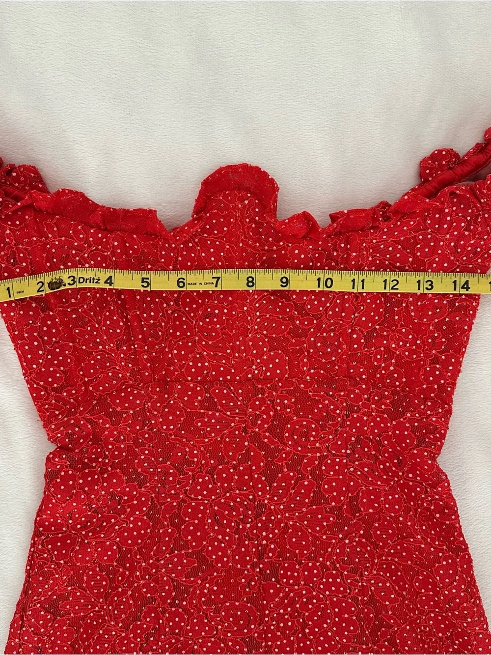 For Love And Lemons Clarisse Red & White Polkadot Mini Dress Off Shoulder XS